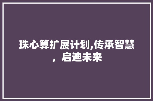 珠心算扩展计划,传承智慧，启迪未来