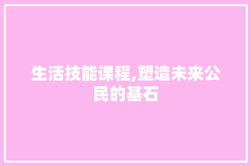 生活技能课程,塑造未来公民的基石