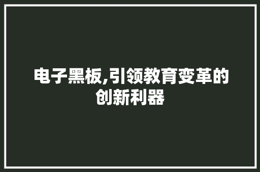 电子黑板,引领教育变革的创新利器