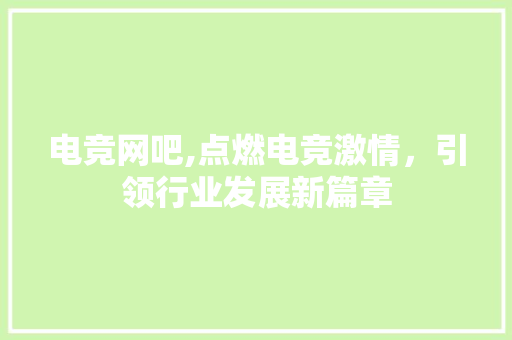 电竞网吧,点燃电竞激情，引领行业发展新篇章