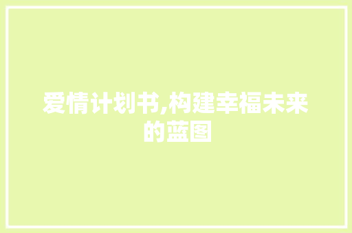 爱情计划书,构建幸福未来的蓝图