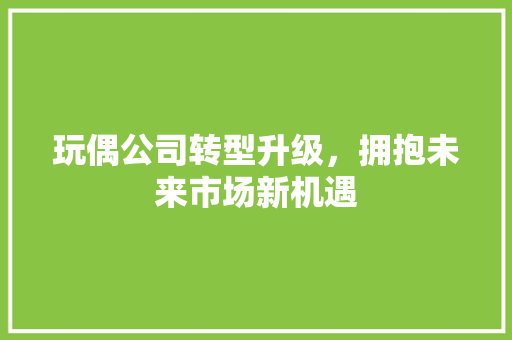 玩偶公司转型升级，拥抱未来市场新机遇