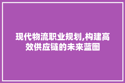 现代物流职业规划,构建高效供应链的未来蓝图