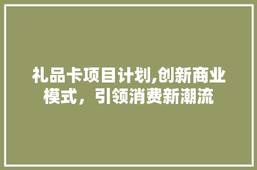 礼品卡项目计划,创新商业模式，引领消费新潮流
