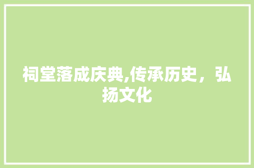 祠堂落成庆典,传承历史，弘扬文化