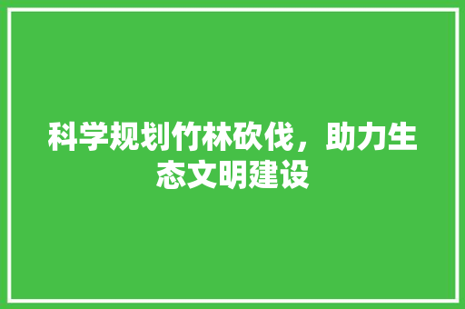 科学规划竹林砍伐，助力生态文明建设