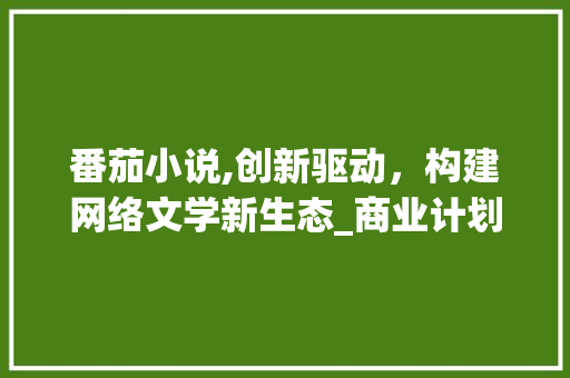 番茄小说,创新驱动，构建网络文学新生态_商业计划详细介绍