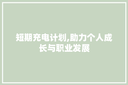 短期充电计划,助力个人成长与职业发展