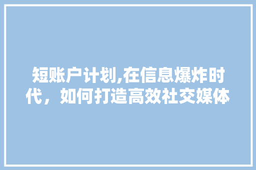 短账户计划,在信息爆炸时代，如何打造高效社交媒体步骤