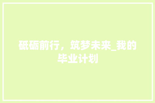 砥砺前行，筑梦未来_我的毕业计划