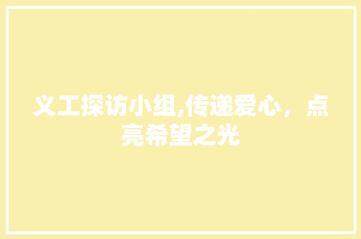 义工探访小组,传递爱心，点亮希望之光