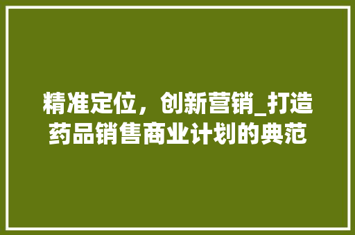 精准定位，创新营销_打造药品销售商业计划的典范