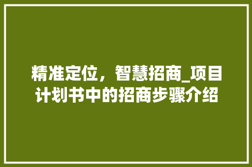 精准定位，智慧招商_项目计划书中的招商步骤介绍