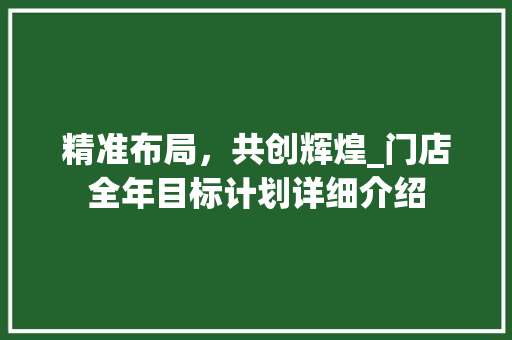 精准布局，共创辉煌_门店全年目标计划详细介绍