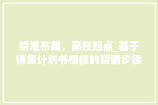 精准布局，赢在起点_基于销售计划书模板的营销步骤介绍
