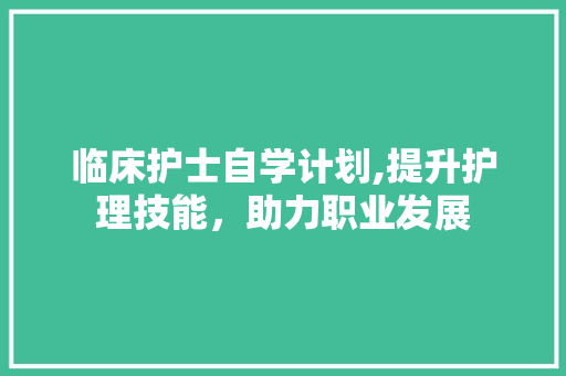 临床护士自学计划,提升护理技能，助力职业发展