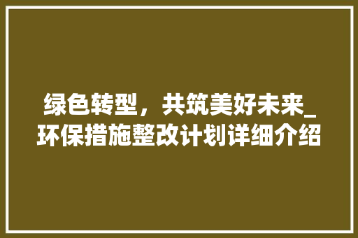 绿色转型，共筑美好未来_环保措施整改计划详细介绍