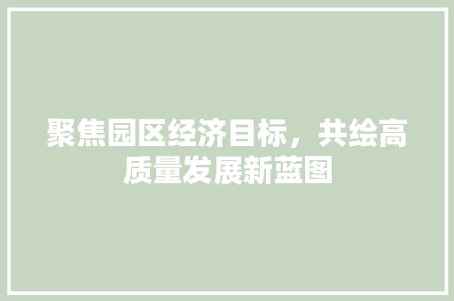 聚焦园区经济目标，共绘高质量发展新蓝图