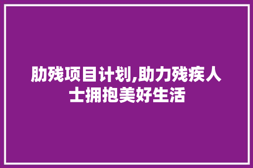 肋残项目计划,助力残疾人士拥抱美好生活