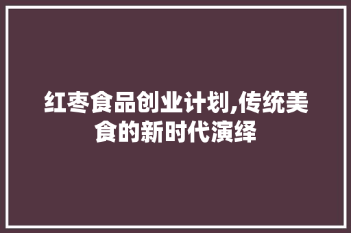红枣食品创业计划,传统美食的新时代演绎