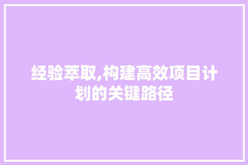 经验萃取,构建高效项目计划的关键路径
