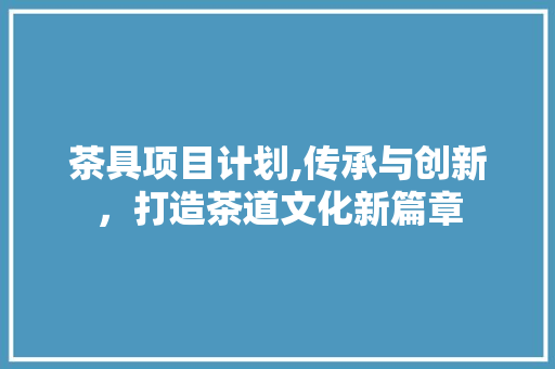 茶具项目计划,传承与创新，打造茶道文化新篇章