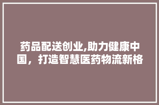 药品配送创业,助力健康中国，打造智慧医药物流新格局