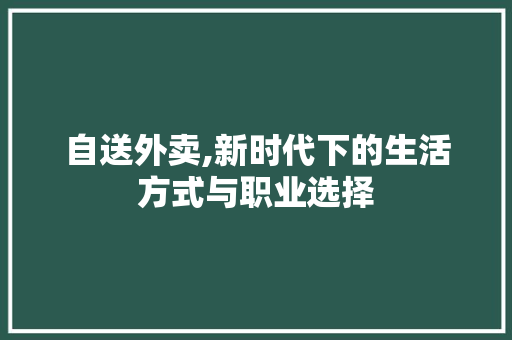 自送外卖,新时代下的生活方式与职业选择