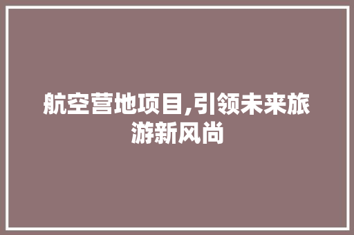 航空营地项目,引领未来旅游新风尚