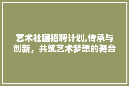 艺术社团招聘计划,传承与创新，共筑艺术梦想的舞台