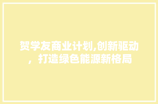贺学友商业计划,创新驱动，打造绿色能源新格局