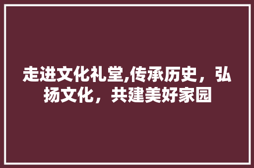 走进文化礼堂,传承历史，弘扬文化，共建美好家园
