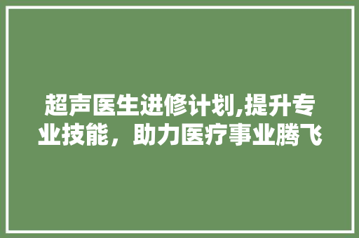 超声医生进修计划,提升专业技能，助力医疗事业腾飞