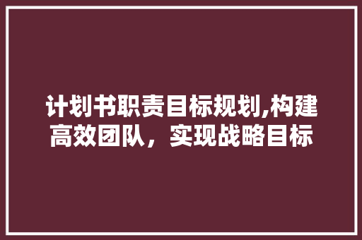 计划书职责目标规划,构建高效团队，实现战略目标