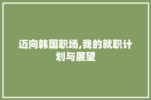 迈向韩国职场,我的就职计划与展望