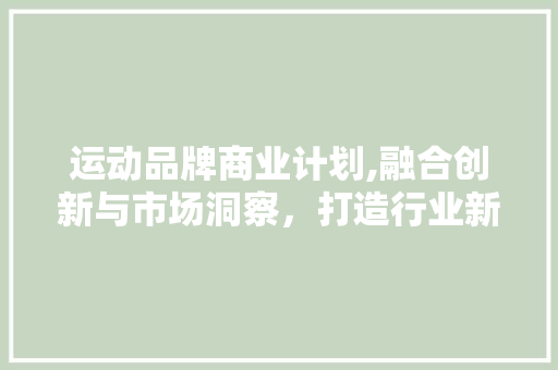 运动品牌商业计划,融合创新与市场洞察，打造行业新标杆