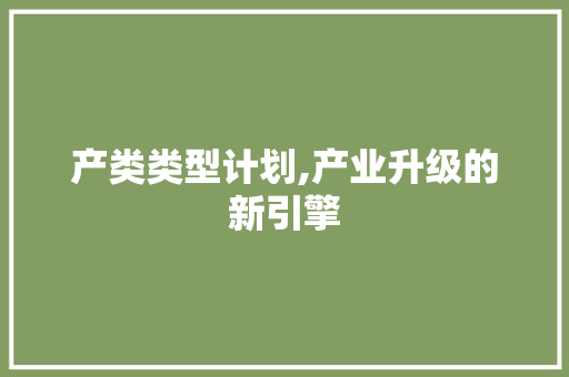 产类类型计划,产业升级的新引擎