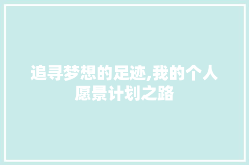 追寻梦想的足迹,我的个人愿景计划之路