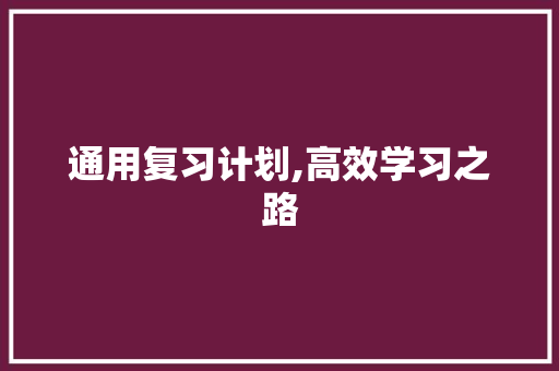 通用复习计划,高效学习之路