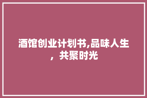 酒馆创业计划书,品味人生，共聚时光