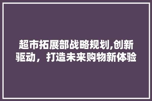超市拓展部战略规划,创新驱动，打造未来购物新体验