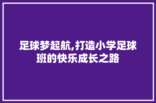 足球梦起航,打造小学足球班的快乐成长之路