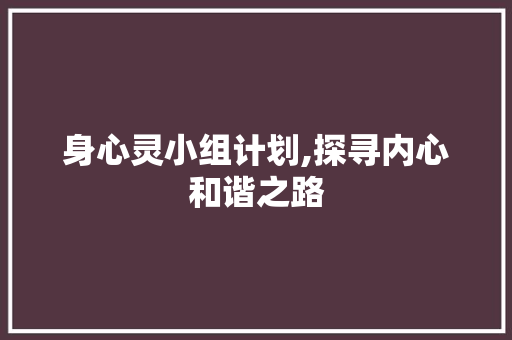 身心灵小组计划,探寻内心和谐之路
