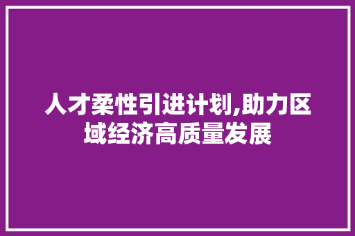 人才柔性引进计划,助力区域经济高质量发展