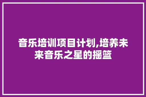 音乐培训项目计划,培养未来音乐之星的摇篮
