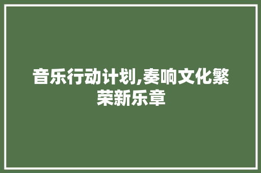 音乐行动计划,奏响文化繁荣新乐章