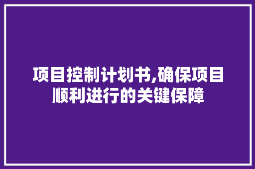 项目控制计划书,确保项目顺利进行的关键保障