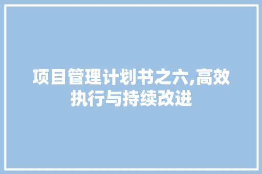 项目管理计划书之六,高效执行与持续改进