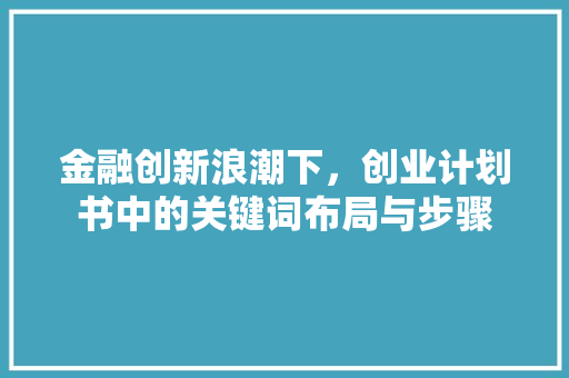 金融创新浪潮下，创业计划书中的关键词布局与步骤