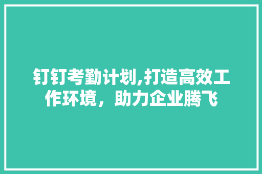 钉钉考勤计划,打造高效工作环境，助力企业腾飞